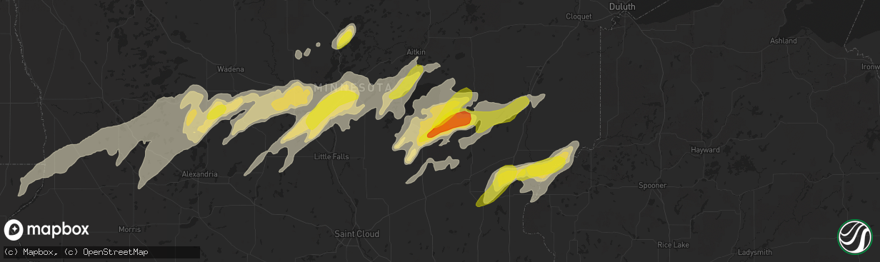 Hail map in Wahkon, MN on September 21, 2017