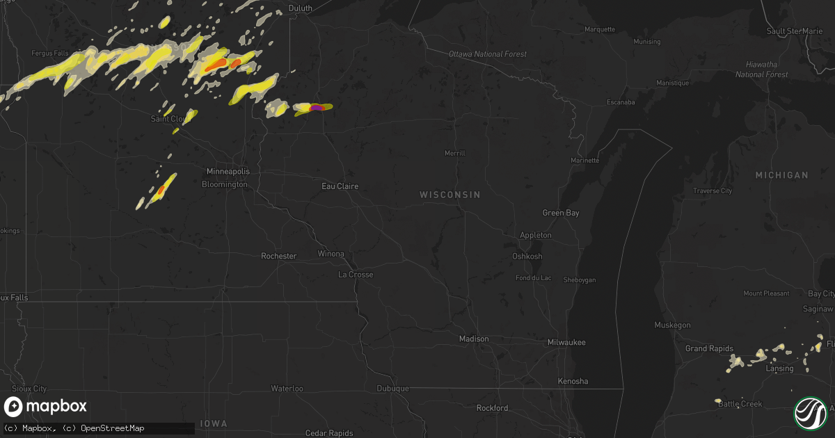 Hail map in Wisconsin on September 21, 2017