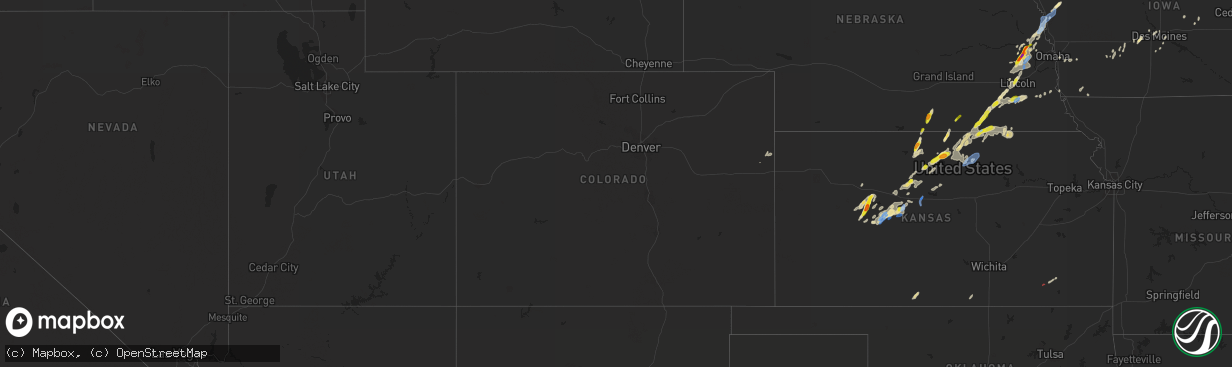 Hail map in Colorado on September 21, 2019