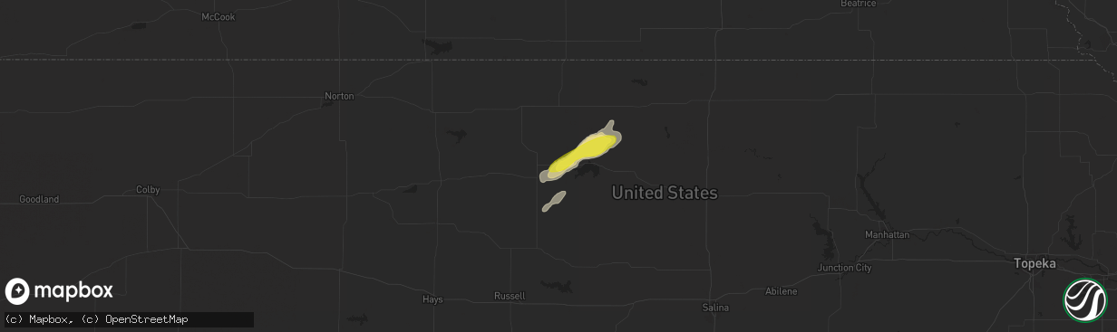 Hail map in Downs, KS on September 21, 2019