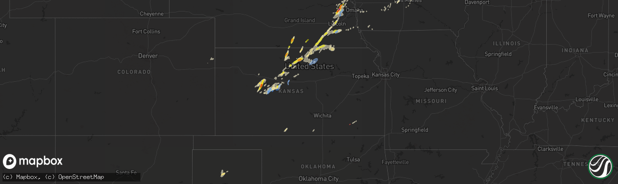 Hail map in Kansas on September 21, 2019