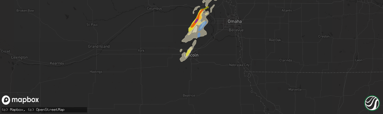 Hail map in Lincoln, NE on September 21, 2019