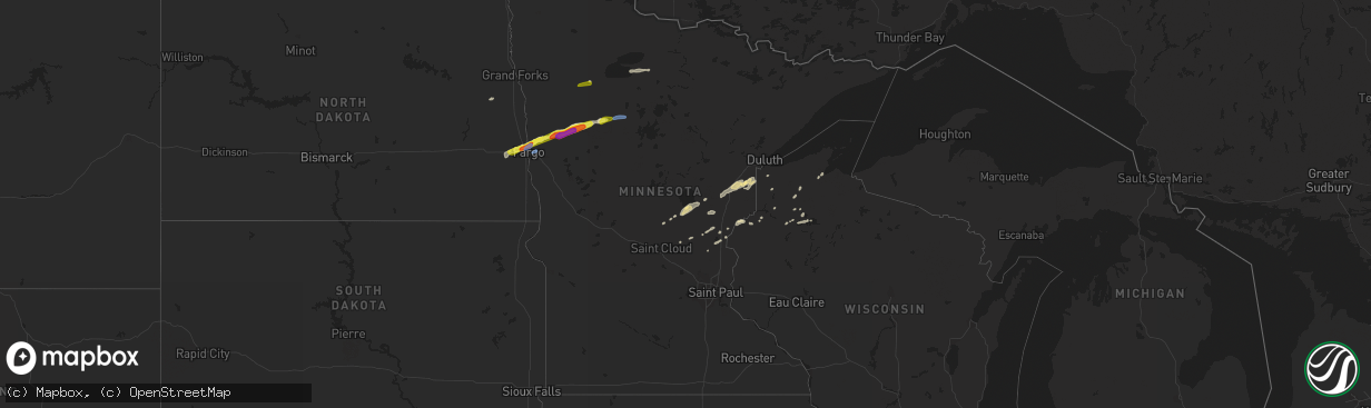 Hail map in Minnesota on September 21, 2019