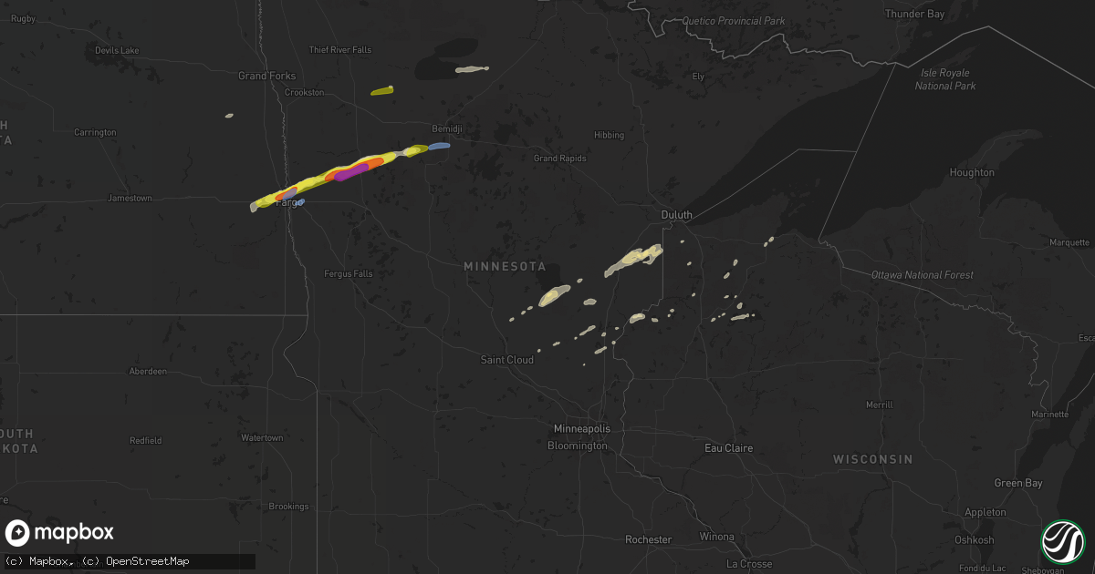 Hail map in Minnesota on September 21, 2019
