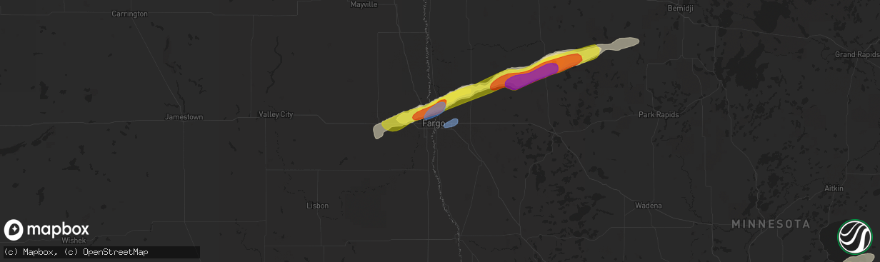 Hail map in Moorhead, MN on September 21, 2019