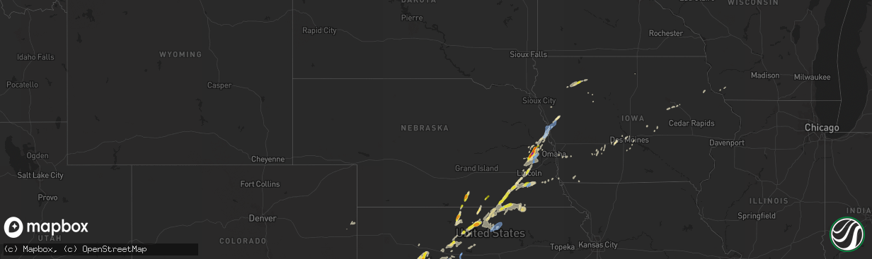 Hail map in Nebraska on September 21, 2019