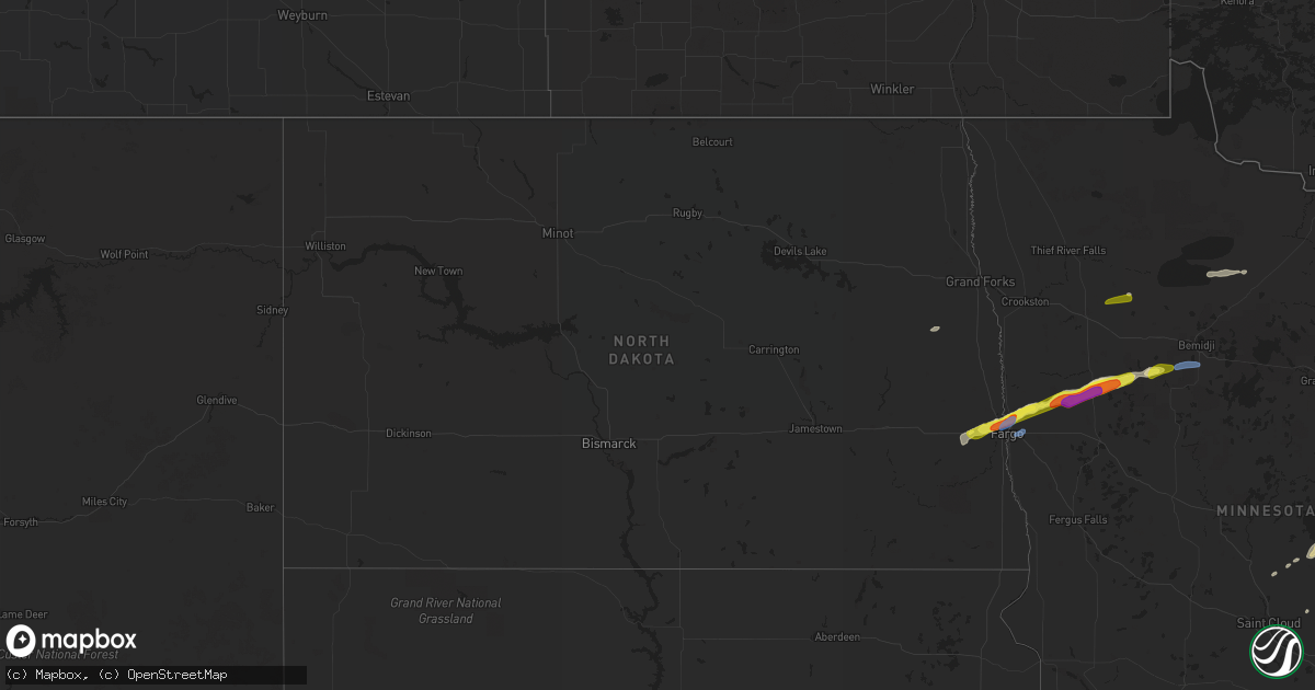 Hail map in North Dakota on September 21, 2019