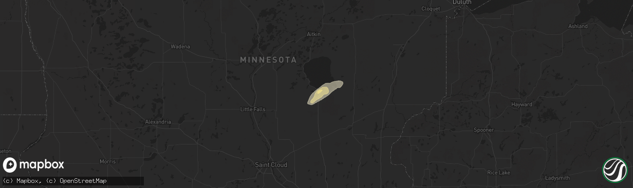 Hail map in Onamia, MN on September 21, 2019