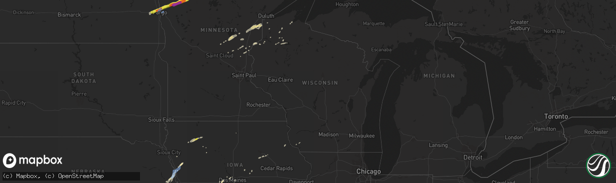 Hail map in Wisconsin on September 21, 2019