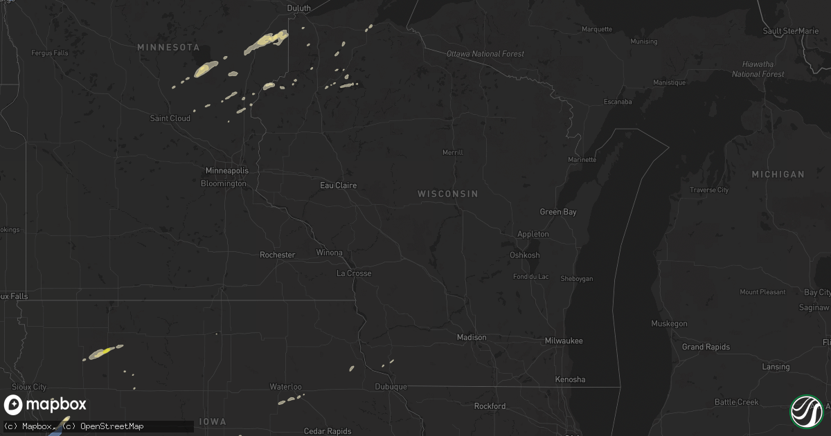 Hail map in Wisconsin on September 21, 2019