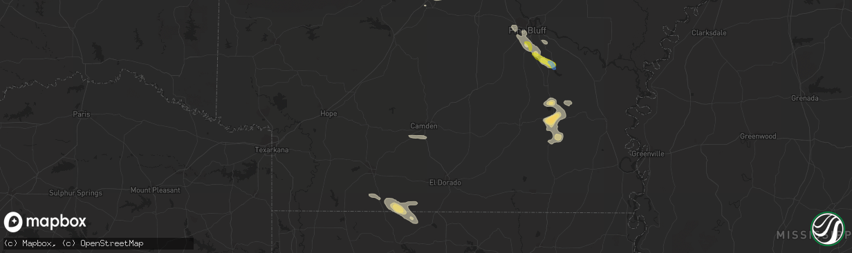 Hail map in Camden, AR on September 21, 2021