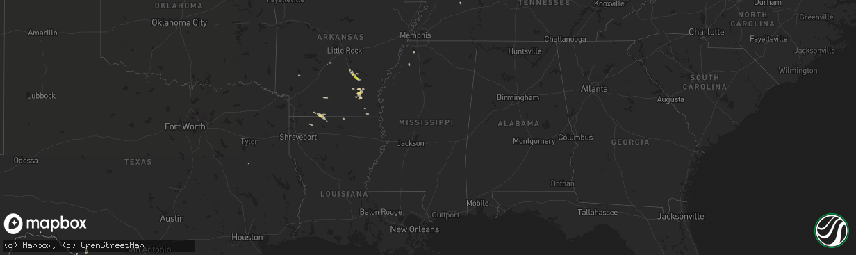 Hail map in Mississippi on September 21, 2021