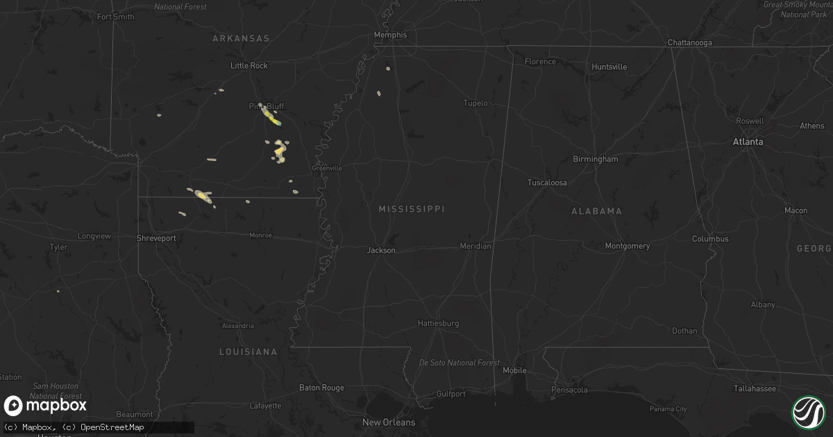 Hail map in Mississippi on September 21, 2021