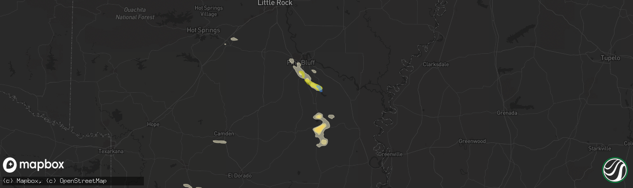 Hail map in Star City, AR on September 21, 2021