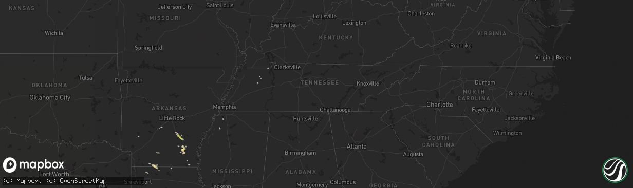 Hail map in Tennessee on September 21, 2021