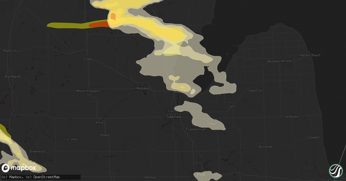 Hail map in Bay City, MI on September 21, 2022