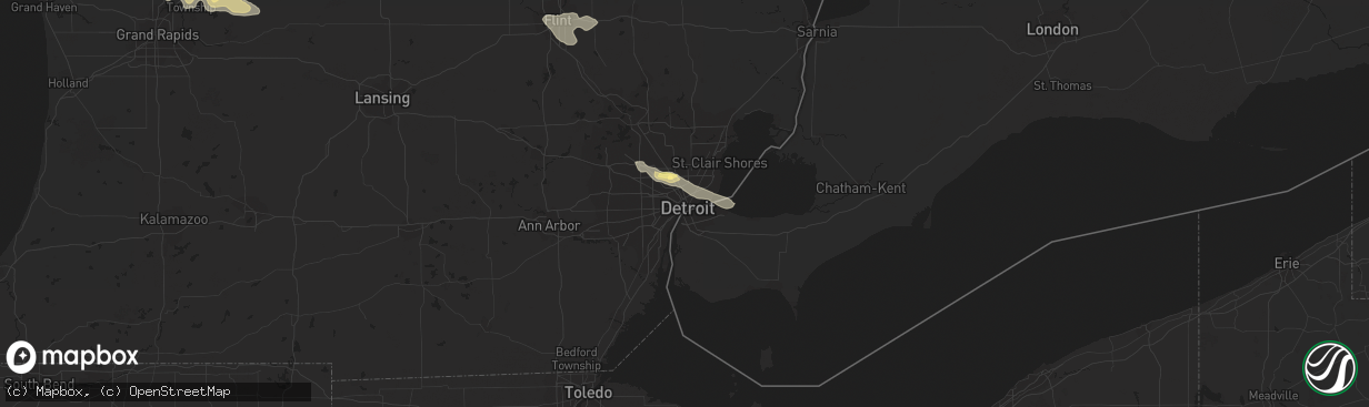 Hail map in Detroit, MI on September 21, 2022