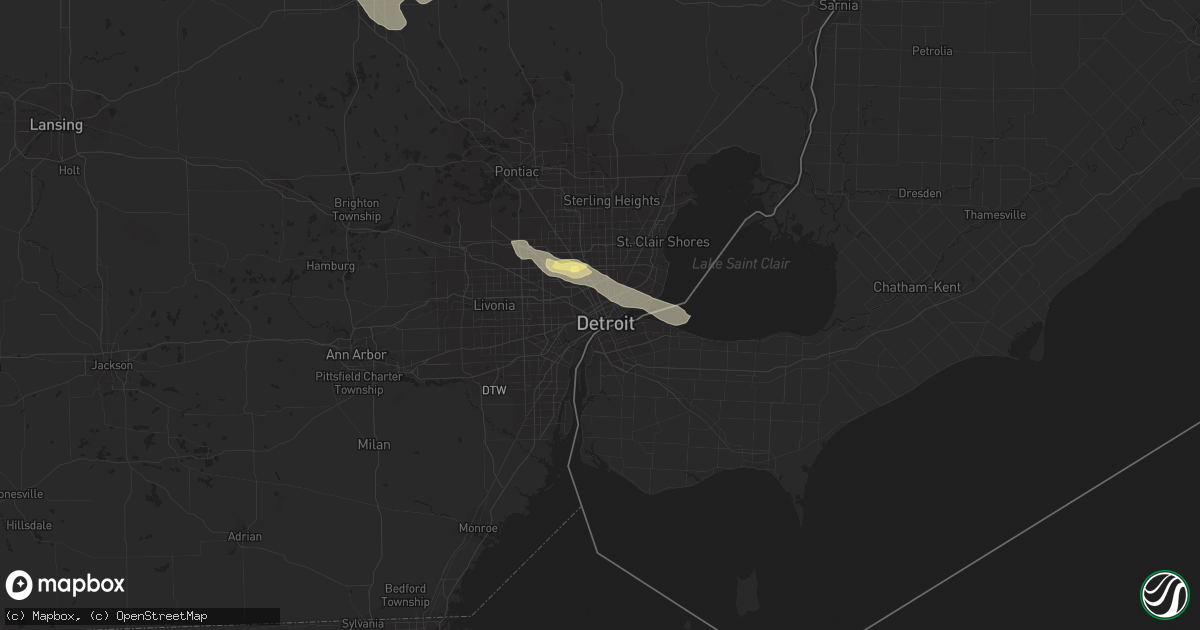 Hail map in Detroit, MI on September 21, 2022