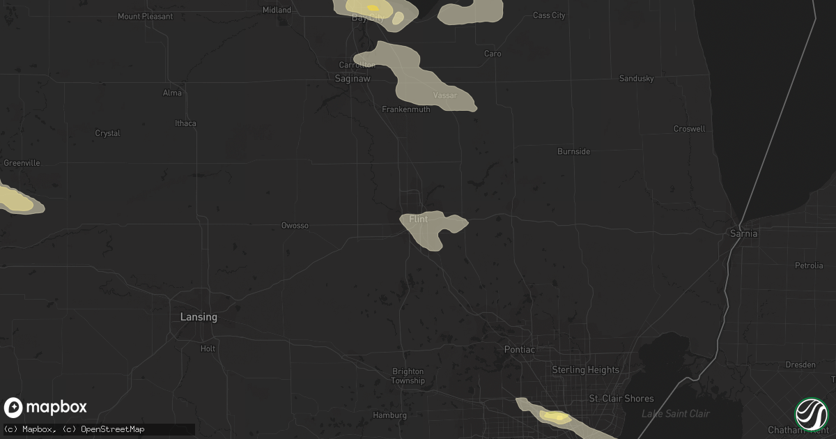 Hail map in Flint, MI on September 21, 2022