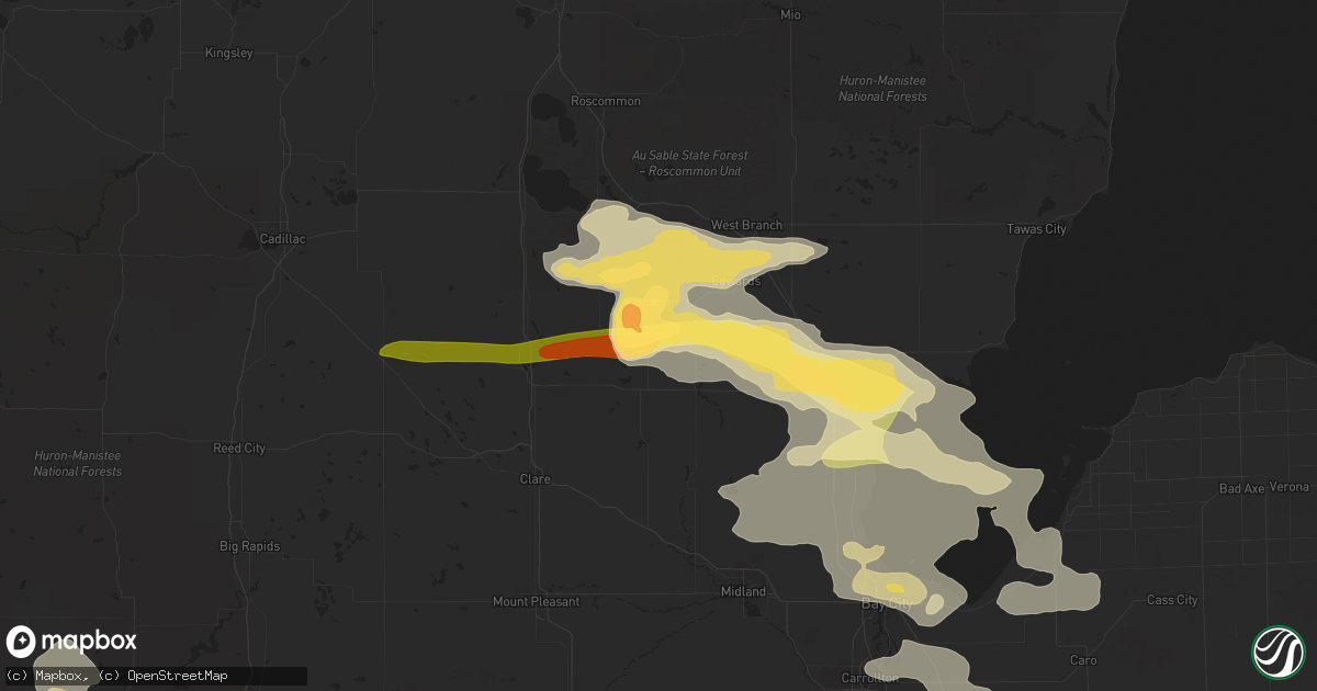 Hail map in Gladwin, MI on September 21, 2022