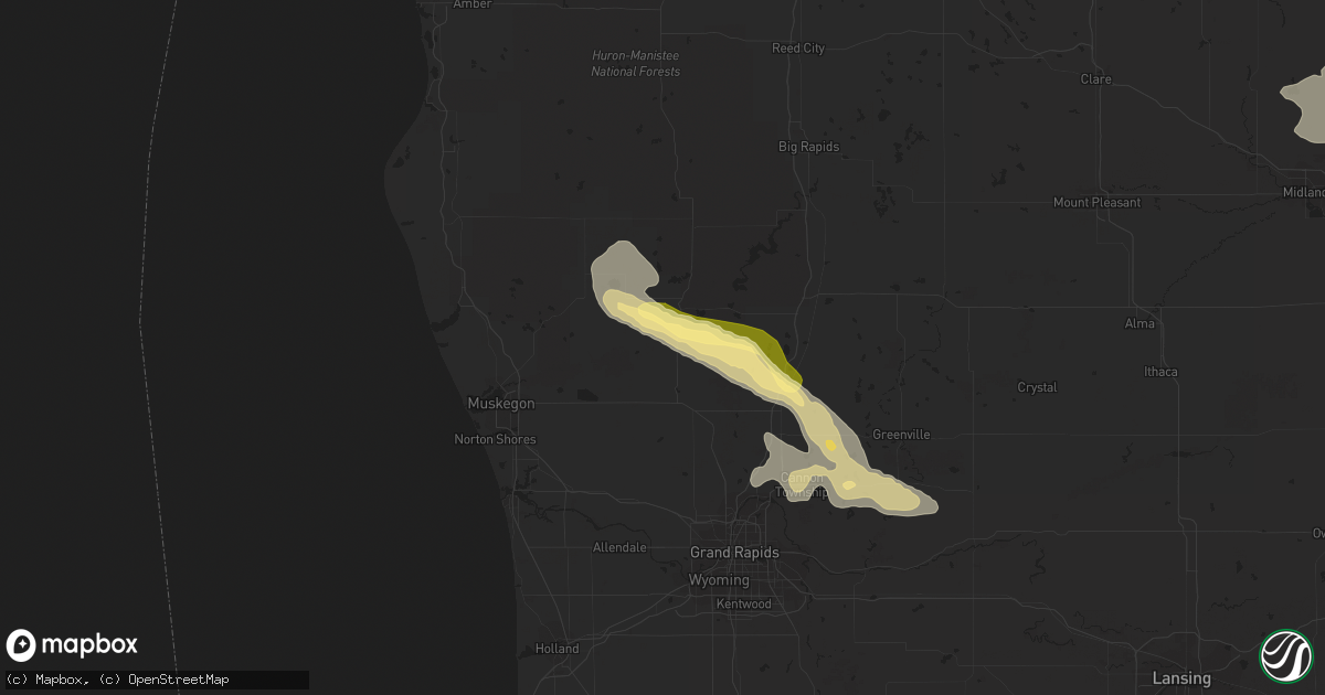 Hail map in Grant, MI on September 21, 2022