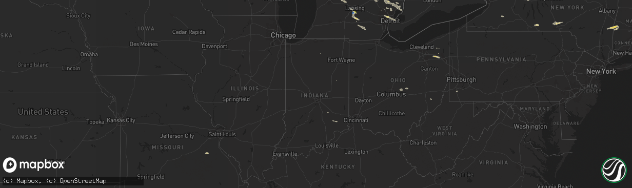 Hail map in Indiana on September 21, 2022