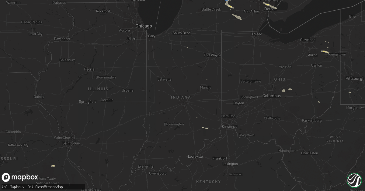 Hail map in Indiana on September 21, 2022