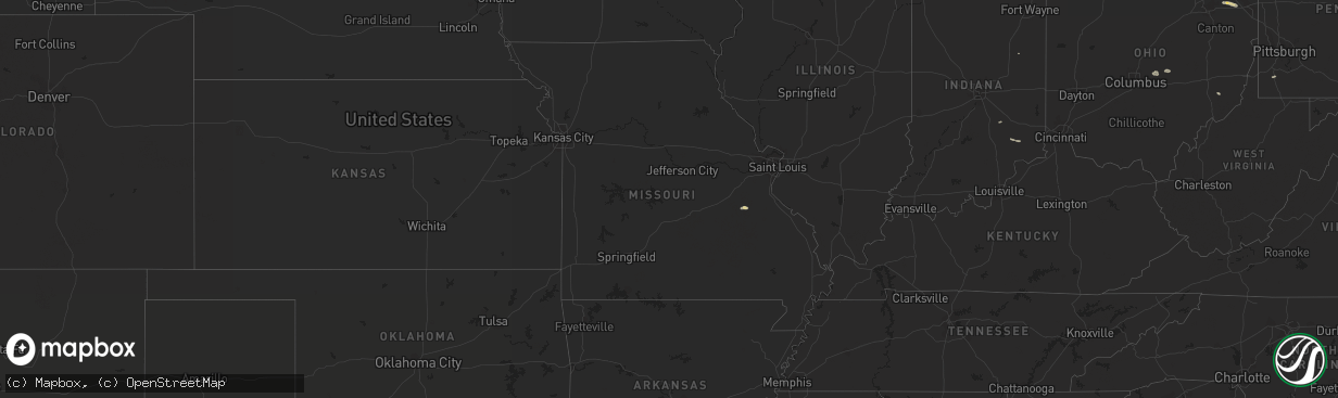 Hail map in Missouri on September 21, 2022