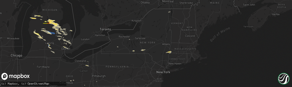 Hail map in New York on September 21, 2022