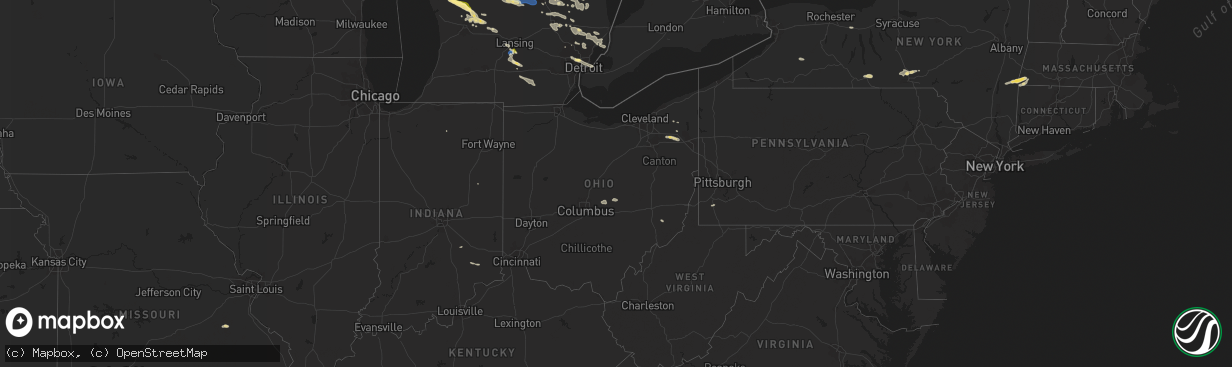 Hail map in Ohio on September 21, 2022