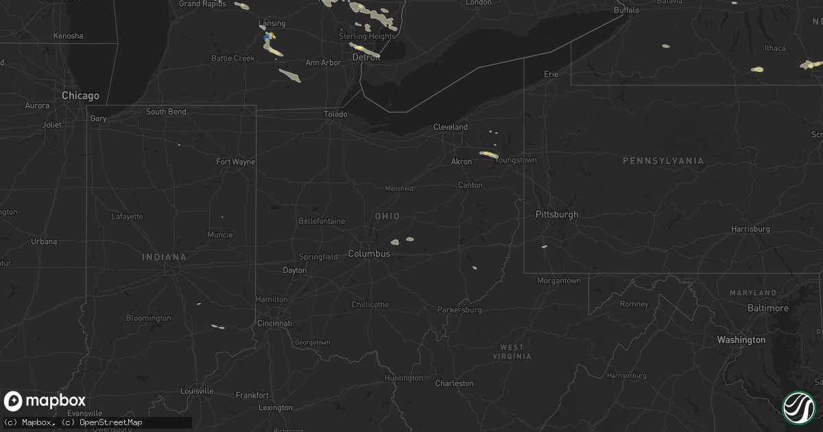 Hail map in Ohio on September 21, 2022
