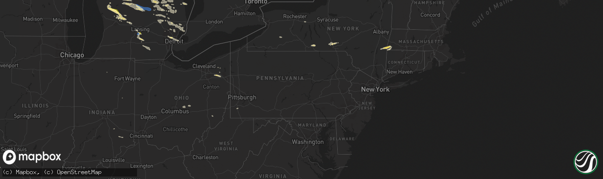 Hail map in Pennsylvania on September 21, 2022