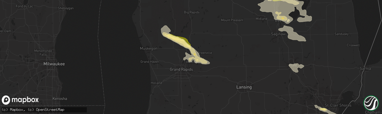 Hail map in Rockford, MI on September 21, 2022