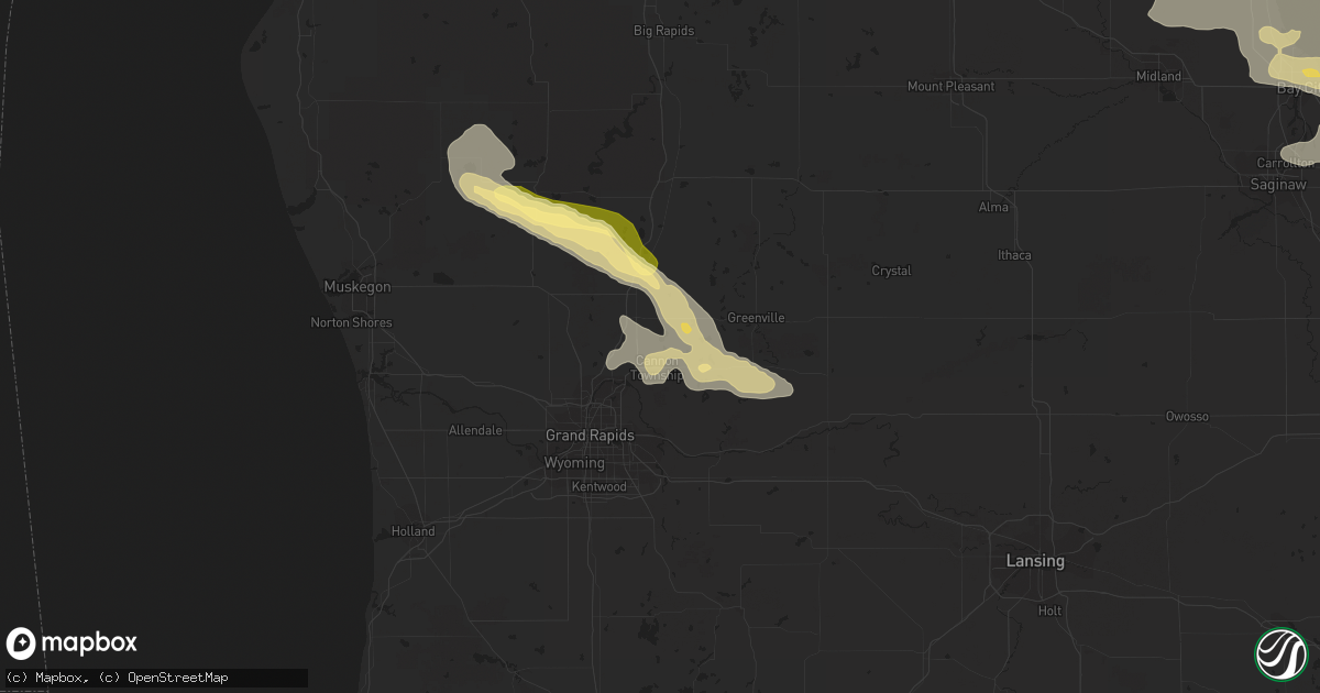 Hail map in Rockford, MI on September 21, 2022