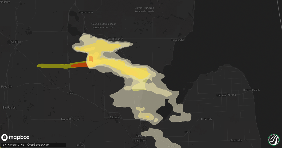 Hail map in Standish, MI on September 21, 2022