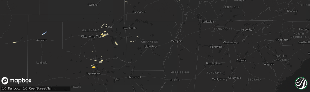 Hail map in Arkansas on September 21, 2023