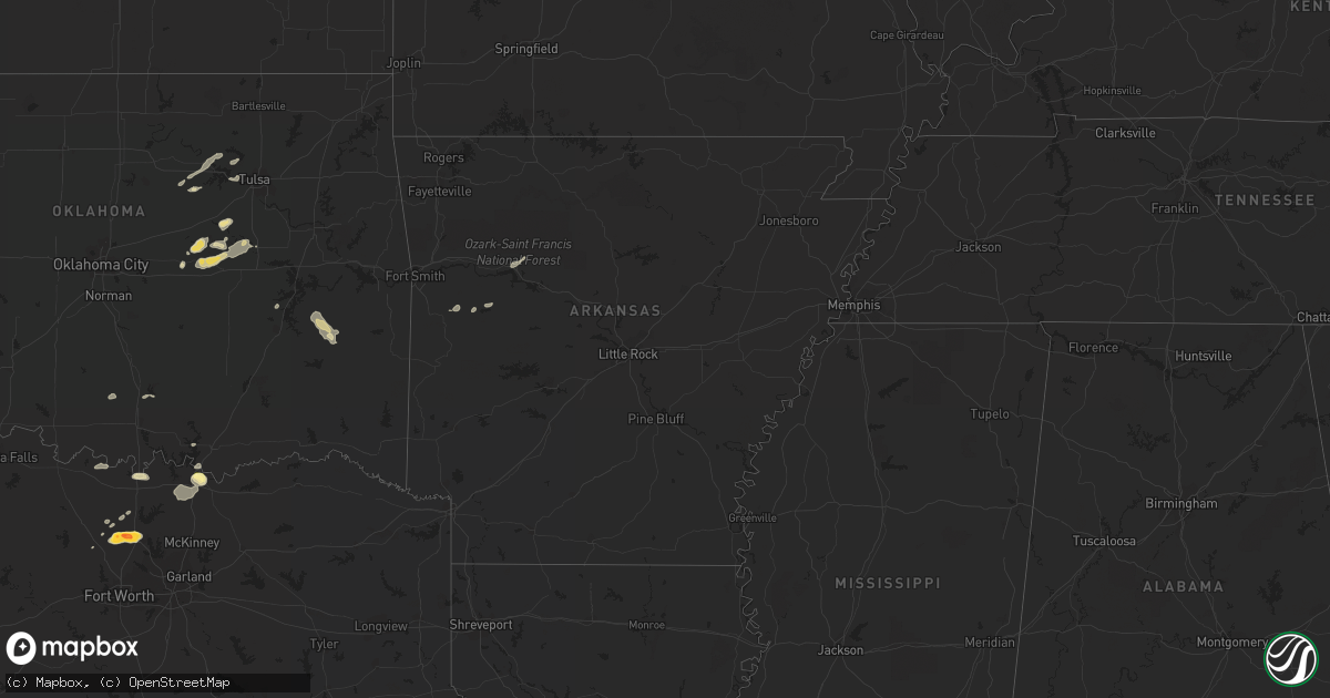 Hail map in Arkansas on September 21, 2023