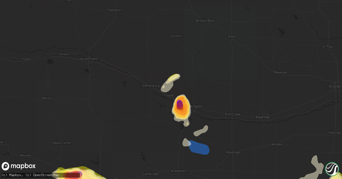 Hail map in Cozad, NE on September 21, 2023