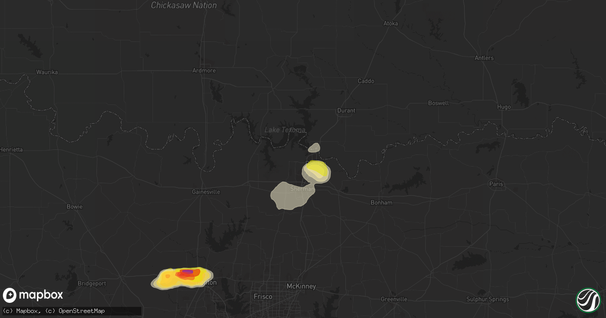 Hail map in Denison, TX on September 21, 2023