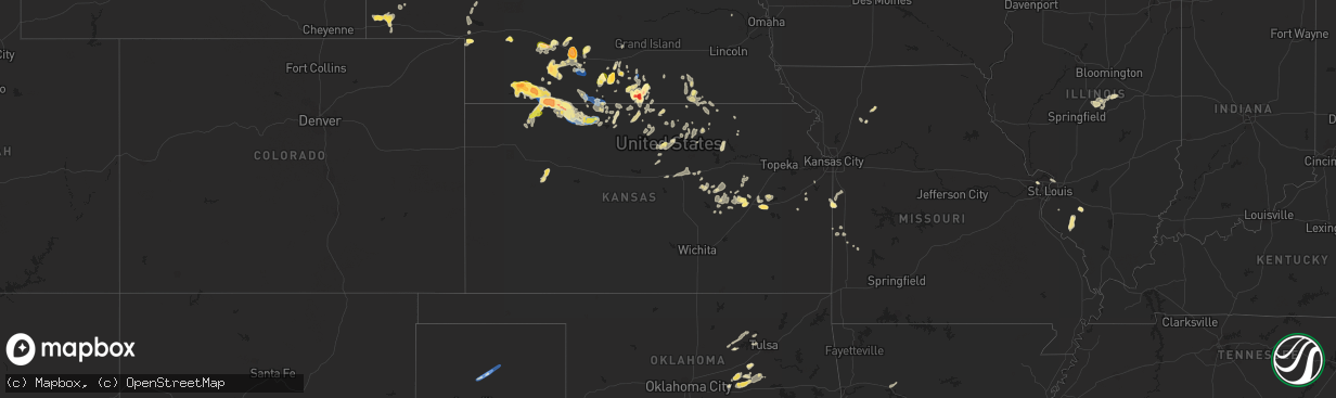 Hail map in Kansas on September 21, 2023
