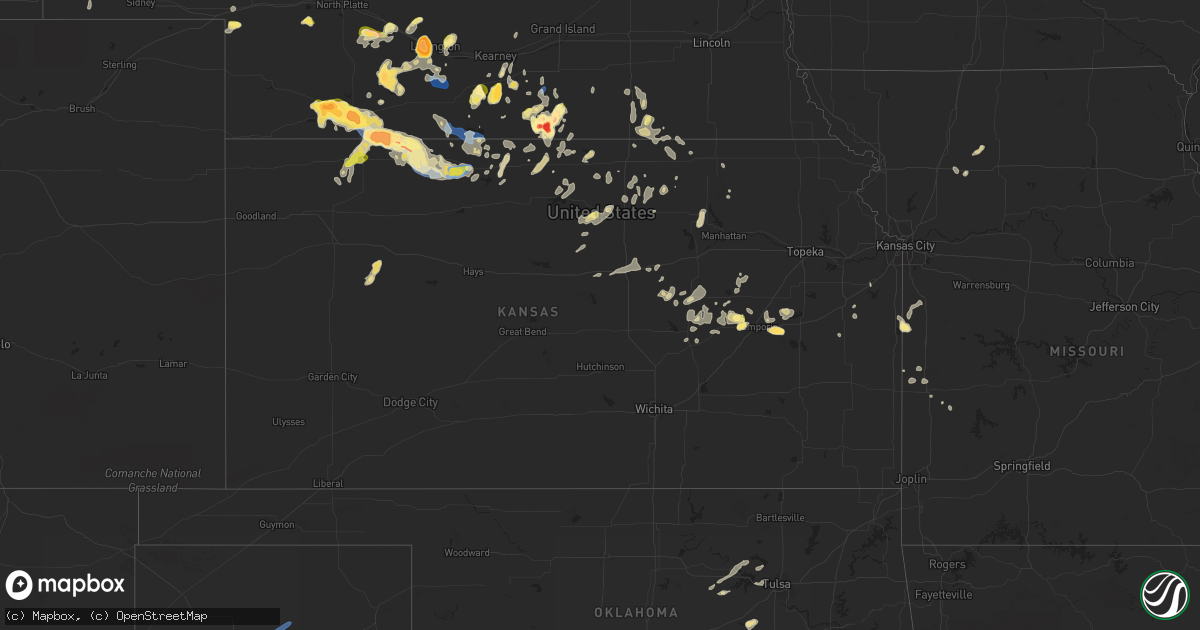 Hail map in Kansas on September 21, 2023