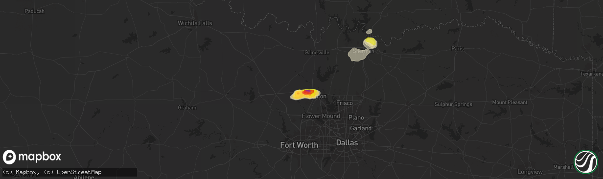 Hail map in Krum, TX on September 21, 2023