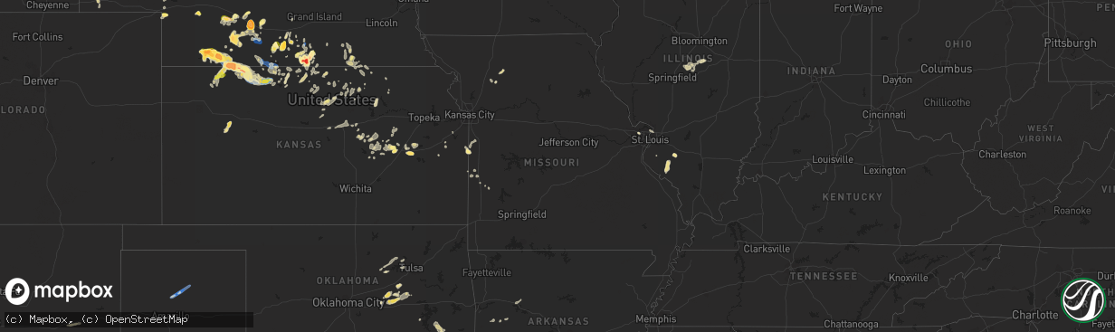 Hail map in Missouri on September 21, 2023