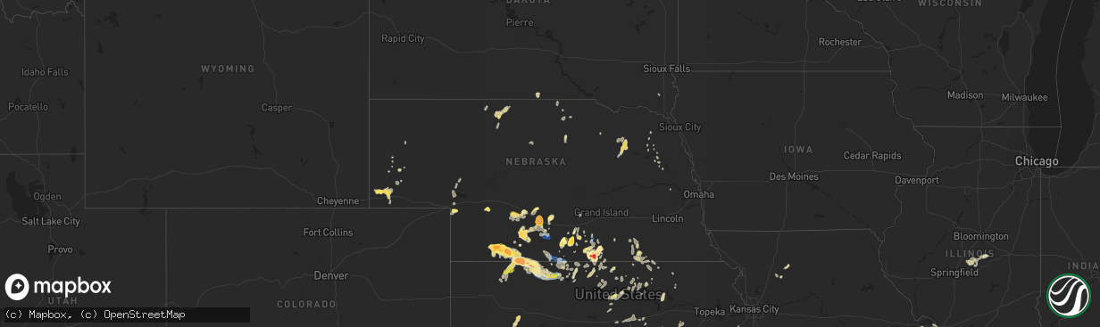 Hail map in Nebraska on September 21, 2023