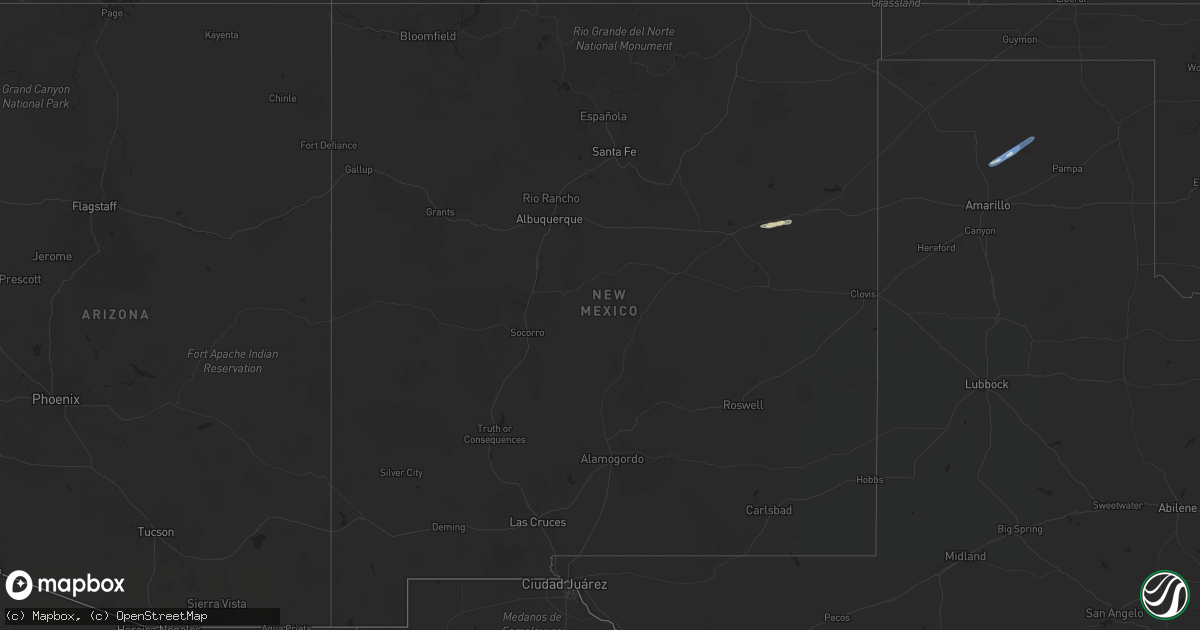 Hail map in New Mexico on September 21, 2023