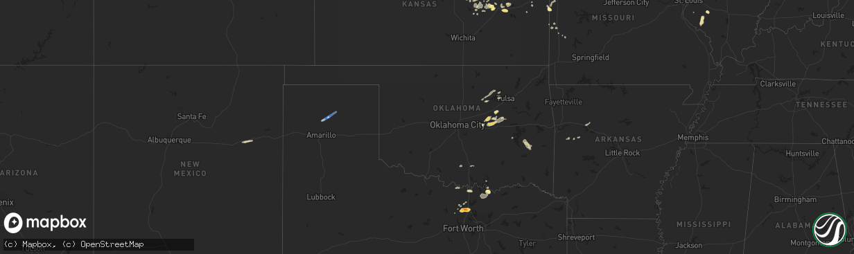 Hail map in Oklahoma on September 21, 2023