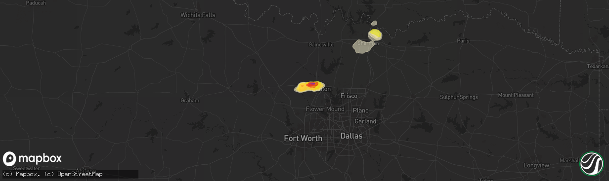 Hail map in Ponder, TX on September 21, 2023