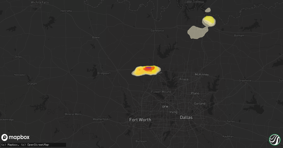 Hail map in Ponder, TX on September 21, 2023