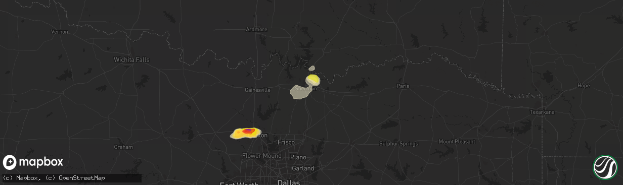 Hail map in Sherman, TX on September 21, 2023