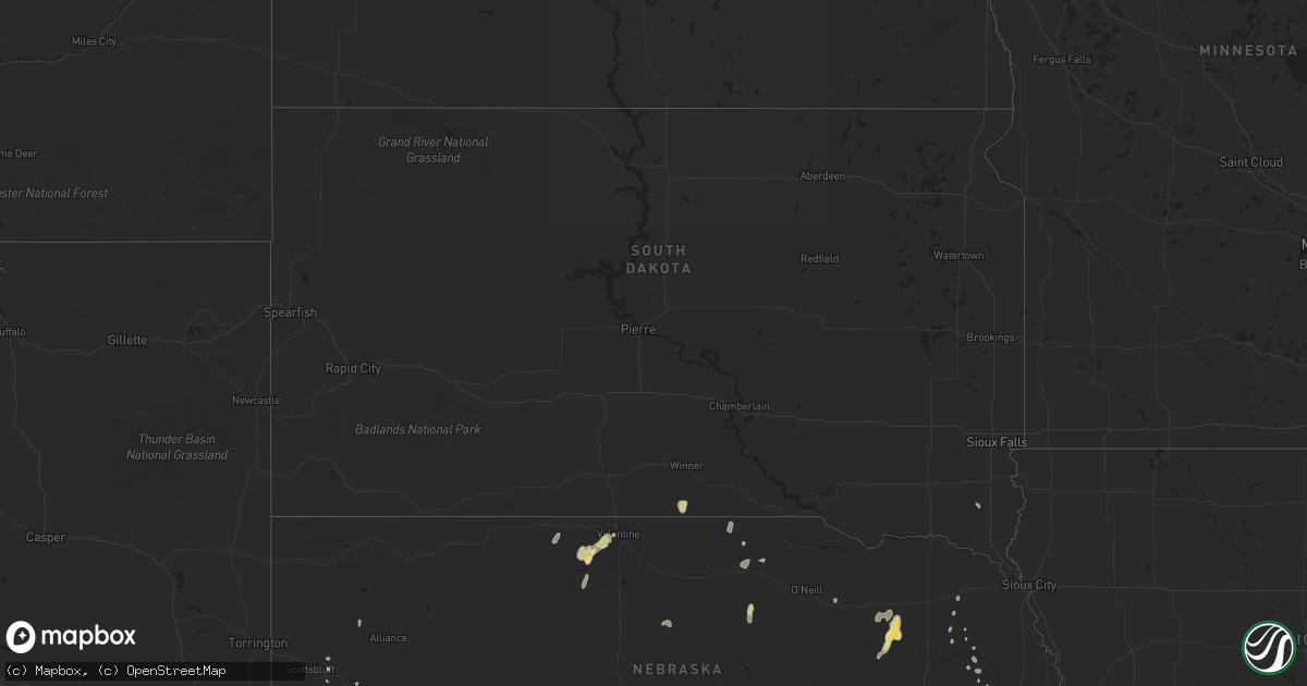 Hail map in South Dakota on September 21, 2023